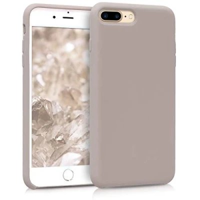 Afbeelding van kwmobile telefoonhoesje geschikt voor Apple iPhone 7 Plus / 8 Hoesje met siliconen coating Smartphone case in lichttaupe