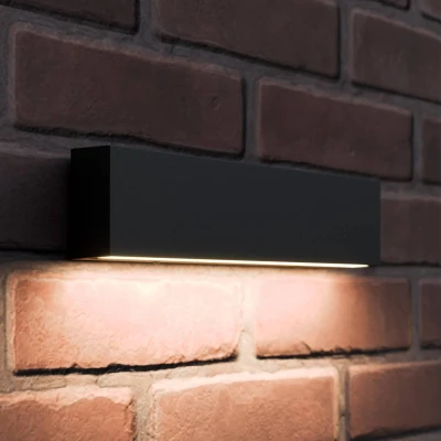 Afbeelding van Lucande LED wandlamp buiten 1licht Aluminium, glas H: 5 cm grafiet, gesatineerd Inclusief lichtbron
