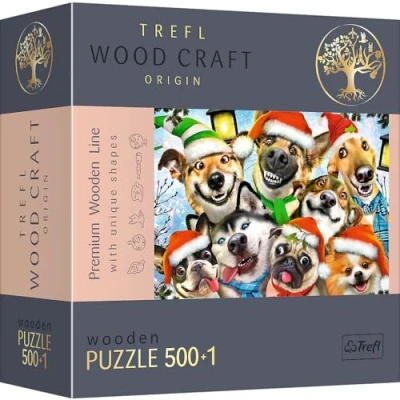 Afbeelding van Trefl Puzzles &quot;500+1 Wooden Puzzles&quot; Festive Dogs
