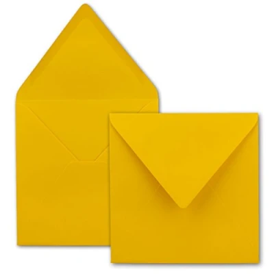Afbeelding van FarbenFroh door Gustav Neuser enveloppen, 50 stuks vierkante honinggeel, 15,5 x cm, zonder venster, met natte plakrand voor uitnodigingskaarten bruiloft, verjaardag en meer,