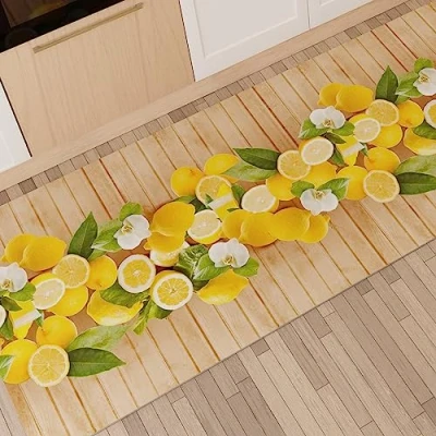Afbeelding van Petti Artigiani Italiani keukenmat, antislip en wasbaar, 52 x 380 cm, motief citroen, 100% Made in Italy