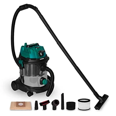 Afbeelding van VONROC Nat en droogzuiger / Stofzuiger 1400W Inschakelautomaat Blaasfunctie 20L RVS tank 3m slang 6m stroomkabel