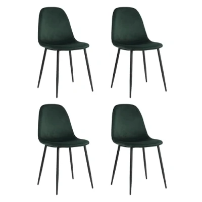 Afbeelding van Lina® Napoli Eetkamerstoelen Groen Set van 4 Velvet