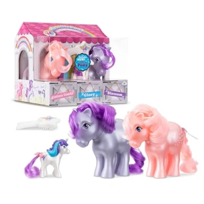 Afbeelding van Mon Petit Pony Verzamelpakket voor 40e verjaardag parelmoer bloem, suikerspin en mini glorie cadeauset speelgoed, retro paardenspeelgoed meisjes jongens, 4 jaar ouder, basic grappig
