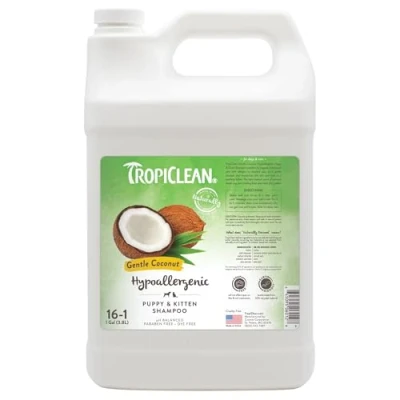 Afbeelding van TropiClean Zachte Kokos Hypoallergene Hondenshampoo Puppy en Kitten 3.8 L