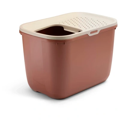 Afbeelding van Savic kattenbak hop in champagne roze / terracotta