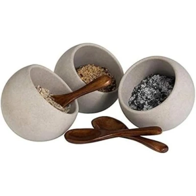 Afbeelding van APS Moon 6 delige buffetset 3 houten lepels melamine kommen 80mm