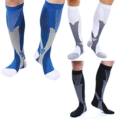 Afbeelding van feifanshop 3 paar Trombose Compressiesokken Sportcompressiesokken Reissokken Voor dames en heren, Meerkleurig