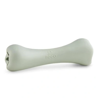 Afbeelding van Treat Bone Flexibel Kauwbot voor honden Geschikt om te vullen met traktaties Natuurlijk Rubber Beco Pets in Groen of Roze