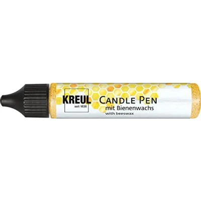 Afbeelding van KREUL 49733 kaarsenstift, goudkleurig, glitter, 29 ml, met fijne punt, kleur bijenwas, voor het versieren en schilderen van kaarsen
