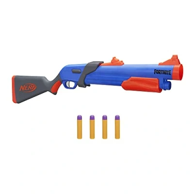 Afbeelding van Nerf Fortnite Pump SG blaster, pompmechanisme voor Mega dartactie, achterlader, 4 darts, kinderen, tieners en volwassenen