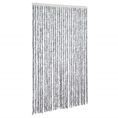 Afbeelding van vidaXL Vliegengordijn 120x220 cm chenille wit en grijs