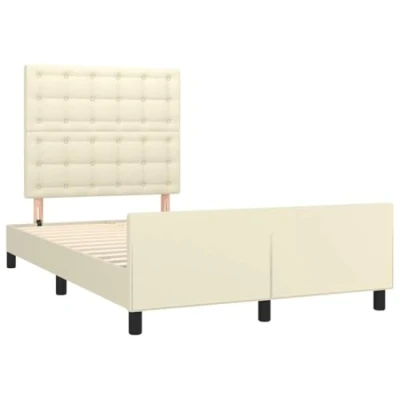 Afbeelding van vidaXL Cadre de lit avec tête crème 120x190 cm Similicuir, lit, sommier，lit Double, rembourré, Meubles Chambre à Coucher