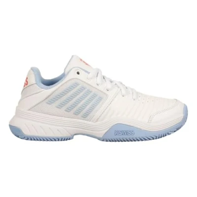 Afbeelding van K SWISS Court Express HB Tennisschoenen voor kleibanen, Dames, Maat: 40, White/open air/strawberry ice Leer/ synthetisch