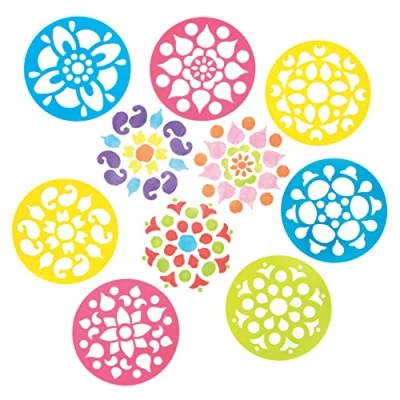 Afbeelding van Baker Ross FE763 Tekensjabloon voor kinderen, motief Rangoli, 8 stuks, wasbare sjablonen sjablonen, scrapbooking, knutselen kinderen