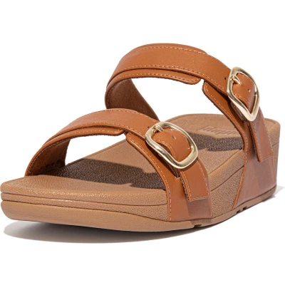 Afbeelding van FitFlop Lulu Verstelbare Leren Slides BRUIN Maat 37