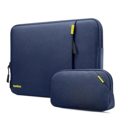 Afbeelding van tomtoc 360 beschermhoes voor 15 inch nieuwe MacBook Air M3/A3114 M2/A2941 2024 2023, Microsoft Surface Laptop 6/5/4/3, rondom bescherming, waterafstotend, tas met accessoirevak