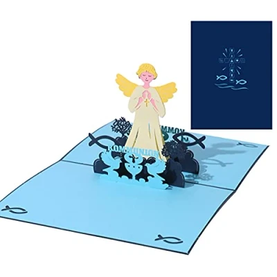 Afbeelding van BOUTIKS® [ 3D pop up kaart communie kaarten ] bevestigingskaarten bedankkaarten uitnodigingskaarten bevestiging uitnodigingskaarten]