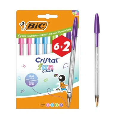 Afbeelding van Balpen Bic Cristal Fun large assorti 6+2 gratis