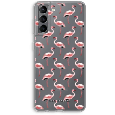 Afbeelding van Case Company® hoesje geschikt voor Samsung Galaxy S21 Flamingo Soft Cover Telefoonhoesje Bescherming aan alle Kanten en Schermrand