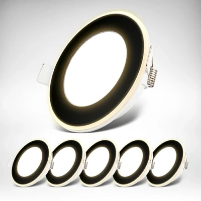 Afbeelding van B.K.Licht LED Inbouwspot met nachtlichtfunctie Set van 6 memoryfunctie 9,3 x 2,4cm 3.000 K Zwart