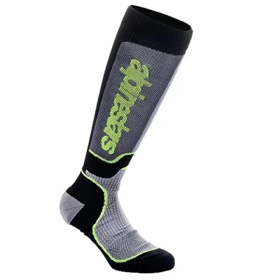 Afbeelding van Alpinestars 2025 MX Plus Crosssokken Zwart / Grijs Fluor Geel maat L