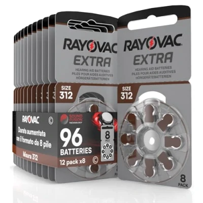 Afbeelding van 96 Piles Auditives Rayovac Extra Advanced 312. 12 Blisters de 8