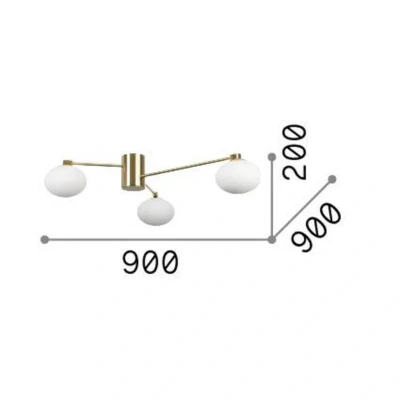 Afbeelding van Ideal Lux Hermes plafondlamp, wit, 90 cm, 3 lamps, glas