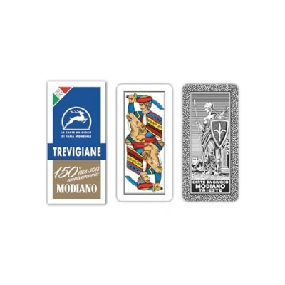 Afbeelding van Modiano Regionales Trevigiane speelkaarten, verjaardag, 150 jaar, kleur etui, blauw, 300139