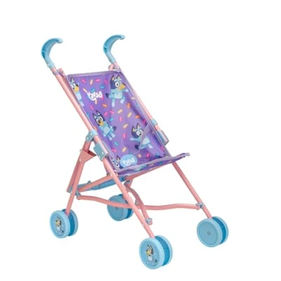 Afbeelding van HTI Bluey Junior Poppenkinderwagen Speelgoedpoppen met kinderwagen babywagen, gemakkelijk op te vouwen, paraplu