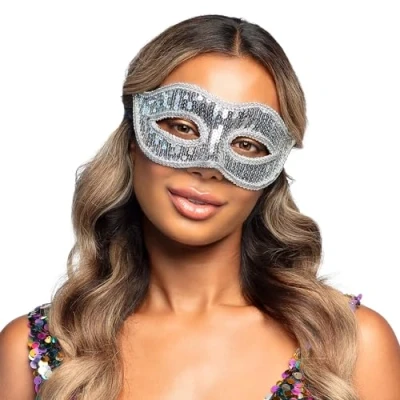 Afbeelding van Boland Oogmasker Venice sequins Zilver Volwassenen Showgirl