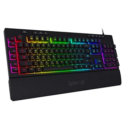 Afbeelding van Redragon Shiva K512 RGB verlicht membraan gaming toetsenbord met multimedia toetsen, lineaire mechanische schakelaar, 6 extra macrotoetsen, speciale bediening, polssteun