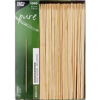 Afbeelding van PAPSTAR # 16658 Houten spiesen, 20 cm, diameter 0,3 1000 stuks