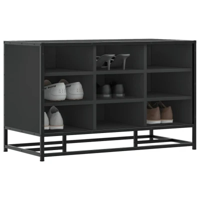 Afbeelding van vidaXL Schoenenbank 84x40x53,5 cm bewerkt hout en metaal zwart
