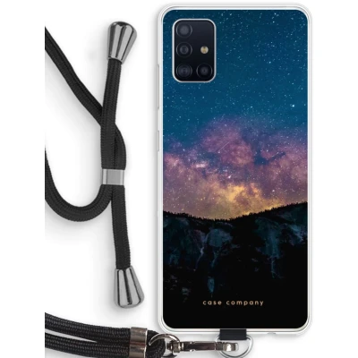 Afbeelding van Case Company® hoesje met Koord geschikt voor Samsung Galaxy A51 4G Travel to space Telefoonhoesje Zwart Bescherming aan alle Kanten en Over de Schermrand