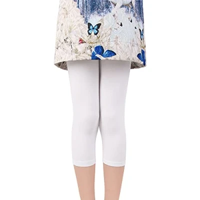 Afbeelding van L&amp;K II Kinderen meisjes leggings 3/4 capribroek katoenen broek schoolkleding leeftijd 4 18 jaar 2723, 1 stuk wit