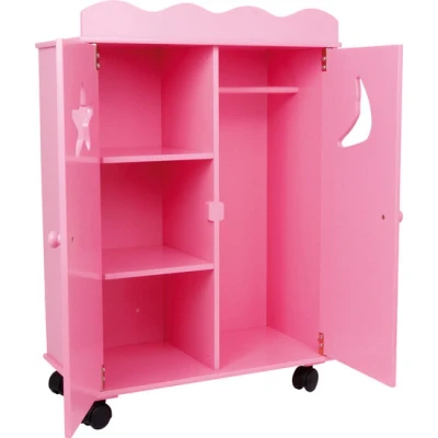 Afbeelding van Poppen garderobe kast roze