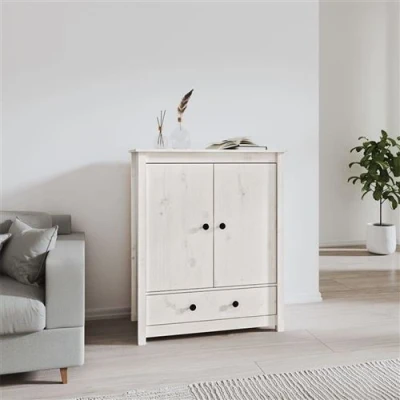 Afbeelding van Hoge kast 83x41,5x100 cm massief grenenhout wit