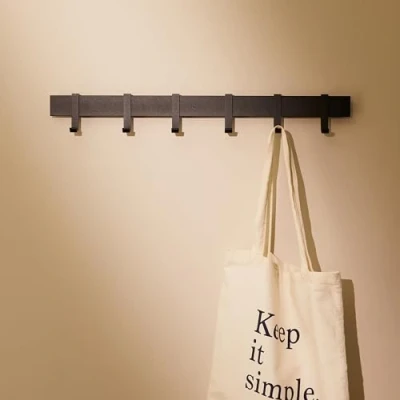 Afbeelding van Designfabrik Hamburg Moderne wandkapstok van metaal met beweegbare haken, modern design, 58 cm, mat zwart