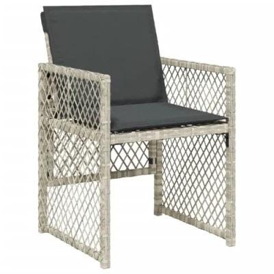 Afbeelding van Tuinstoelen 4 st met kussens poly rattan lichtgrijs