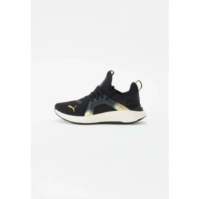 Afbeelding van Puma Softride ENZO 5 Metallic Trainingsschoen, Dames, Maat: 36, Black/warm white/gold Textiel