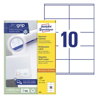 Image de AVERY Zweckform Etiquettes universelles, 105 x 57 mm, blanc, sur 100F A4