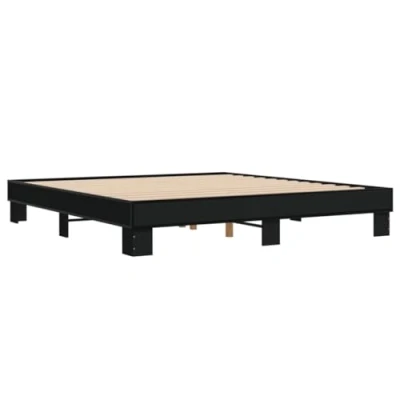 Afbeelding van vidaXL Bedframe bewerkt hout metaal zwart 160x200 cm