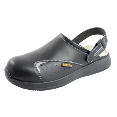 Afbeelding van EuroRoutier 2.0 Basic Black, clogs veiligheidsschoenen van leer, SB+A+E+FO+SRA gecertificeerd, zwart.
