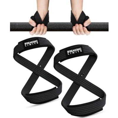 Afbeelding van Breaking Limits Figure 8 Straps Lifting Grips Hooks Zwart (M)