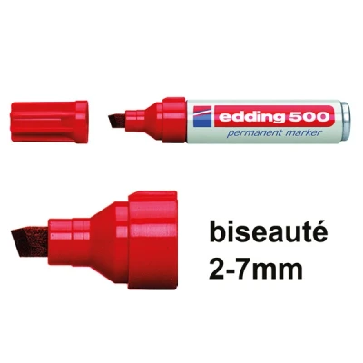 Image de edding marqueur permanent 500, pointe biseautée, rouge