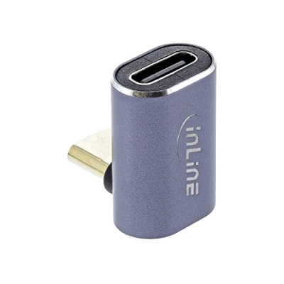 Afbeelding van InLine Haakse USB C (v) naar (m) Adapter USB4 Haaks omhoog en omlaag Metaal