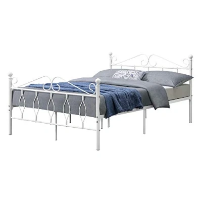 Afbeelding van Metalen bedframe Apolda met bedbodem wit 140x200 cm