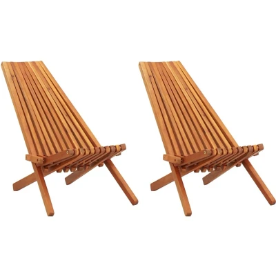 Afbeelding van Loungestoelen inklapbaar 2 st massief acaciahout