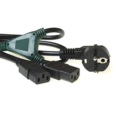 Afbeelding van ACT AK5050 230V Stroom Splitkabel CEE7/7 Male (Haaks)/2x C13 1 meter